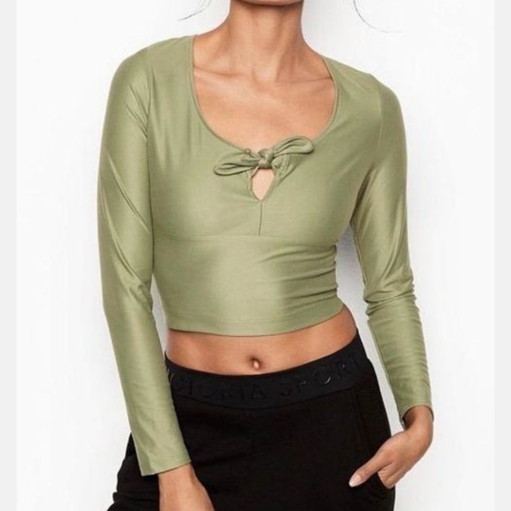 Victoria Sport Sz S Fabulous Green Crop Knit Top